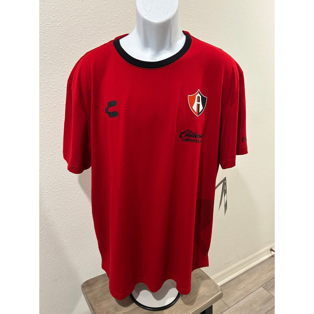 Charly Atlas FC Mens Soccer T-Shirt Red Black Short Sleeve Jersey Size XL New